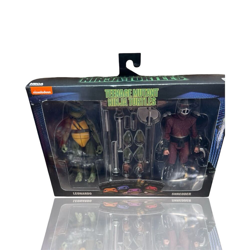 NECA TMNT Leonardo vs Shredder Rooftop Battle 2-Pack Figures Set